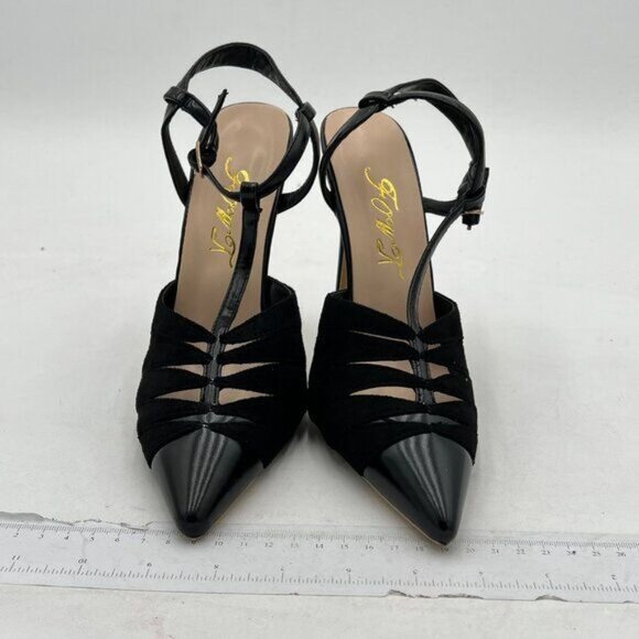 FOWT Women Fashion Closed Pointy Toe Ankle Strap Pumps Strappy Low Stiletto - Picture 4 of 8